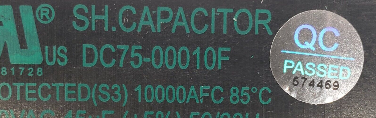 New Genuine OEM  Samsung Washer Run Capacitor DC75-00010F
