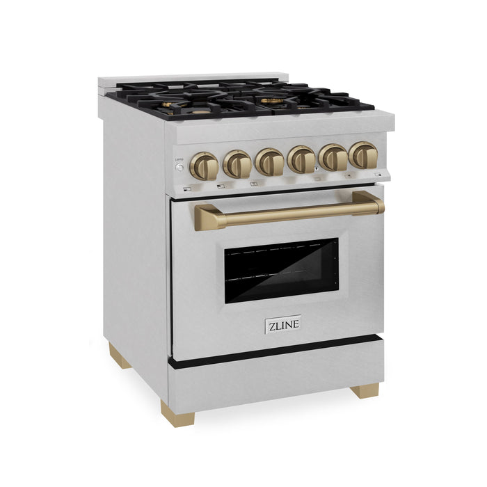 ZLINE Autograph Edition 24" 2.8 cu. ft. Dual Fuel Range with Gas Stove and Electric Oven in DuraSnow® Stainless Steel (RASZ-SN-24)