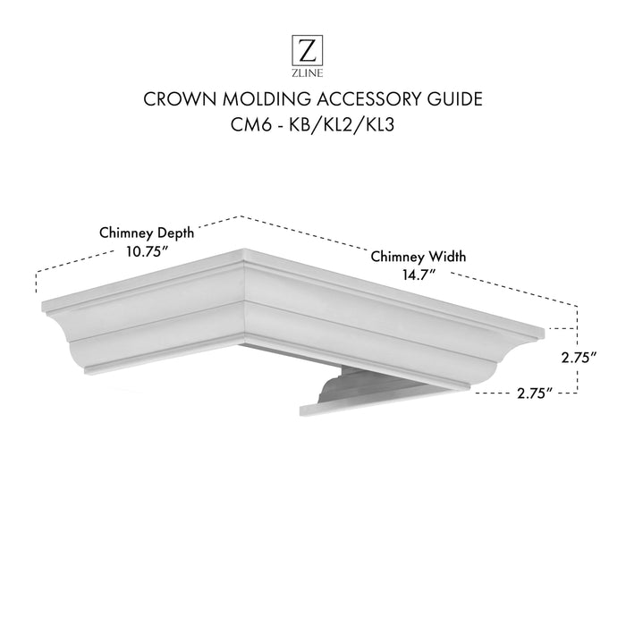 ZLINE Crown Molding #6 For Wall Range Hood (CM6-KB/KL2/KL3)