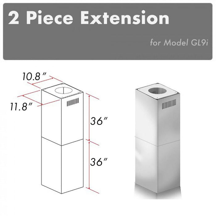 ZLINE 2-36" Chimney Extensions for 10 ft. to 12 ft. Ceilings (2PCEXT-GL9i)