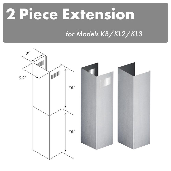 ZLINE 2-36" Chimney Extensions for 10 ft. to 12 ft. Ceilings (2PCEXT-KB/KL2/KL3)