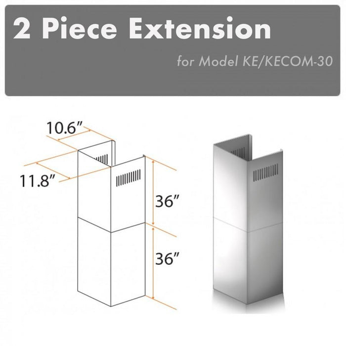 ZLINE 2-36" Chimney Extensions for 10 ft. to 12 ft. Ceilings (2PCEXT-KE/KECOM-30)