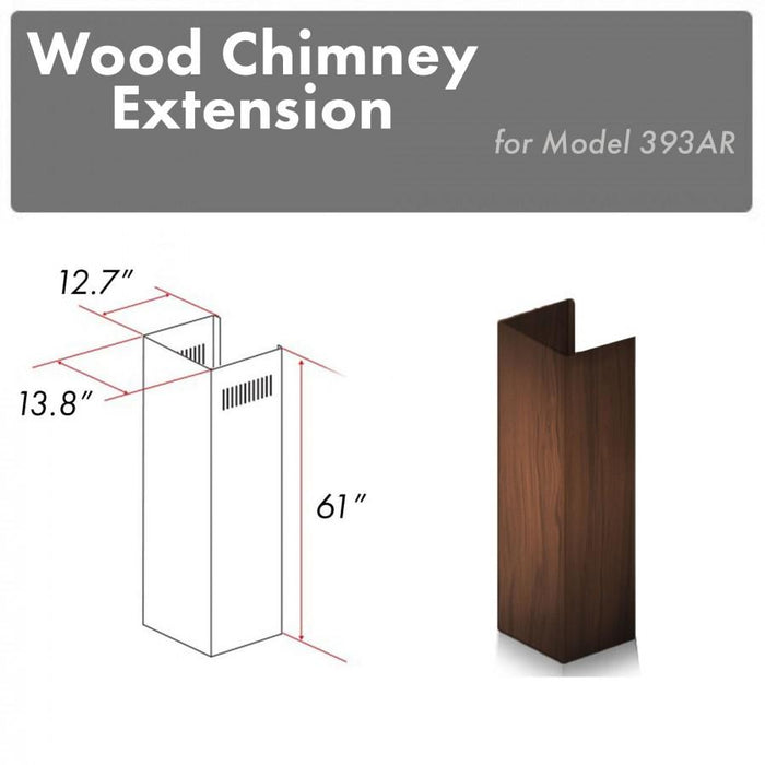 ZLINE 61" Wooden Chimney Extension for Ceilings up to 12.5 ft. (393AR-E)